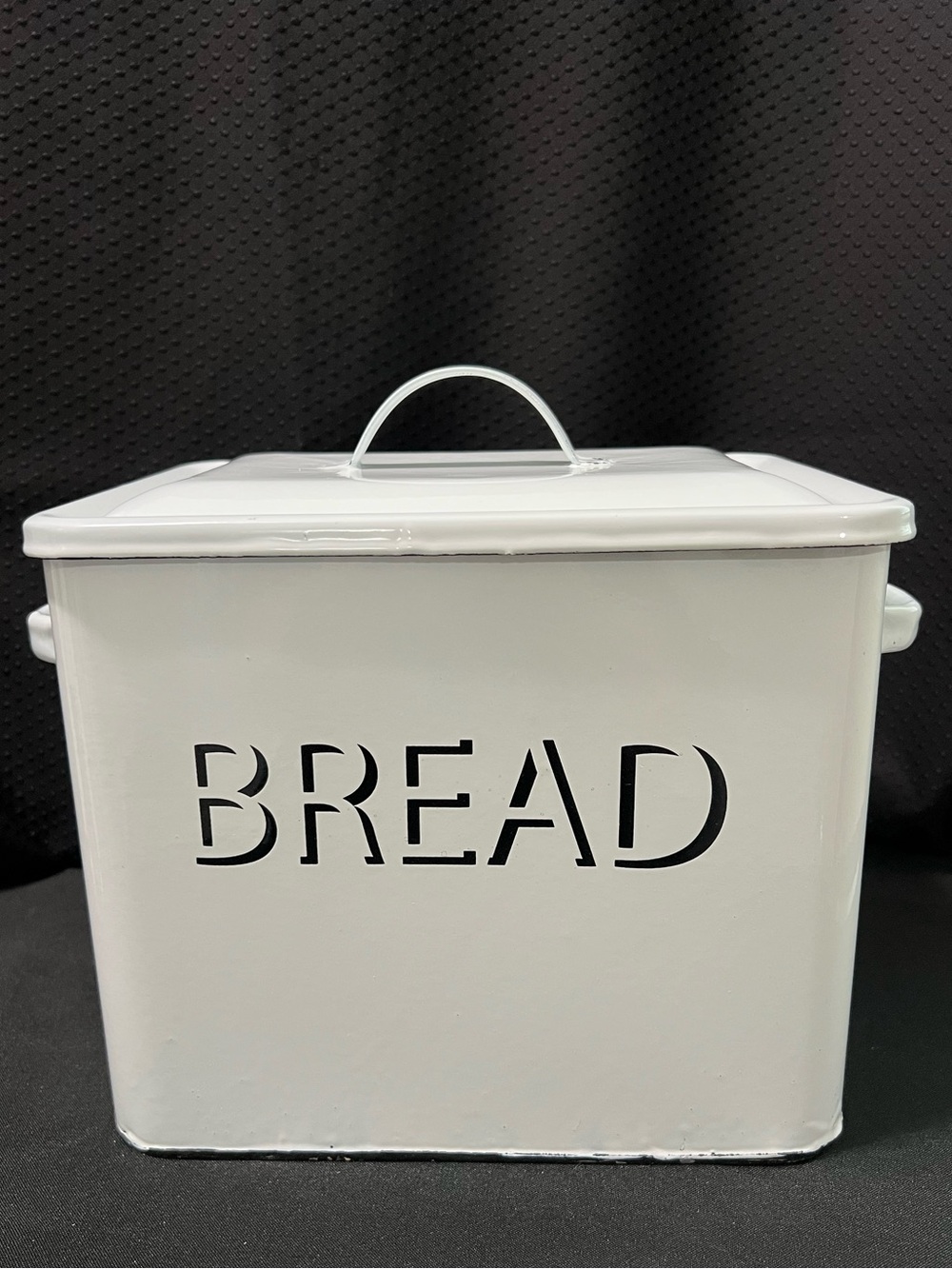 Distressed White Bread Box with Black Lettering